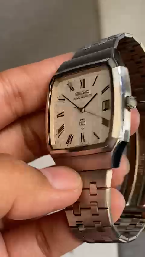 RARE Seiko King Quartz 9722-5000 Silver Snowflake Dial Date Vintage Men Watch
