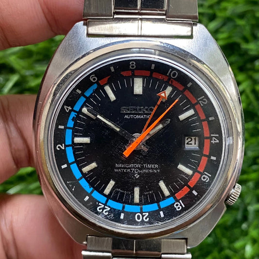 Rare Seiko GMT Navigator Timer Automatic 6117 Water 70m Ressist Worldtimer