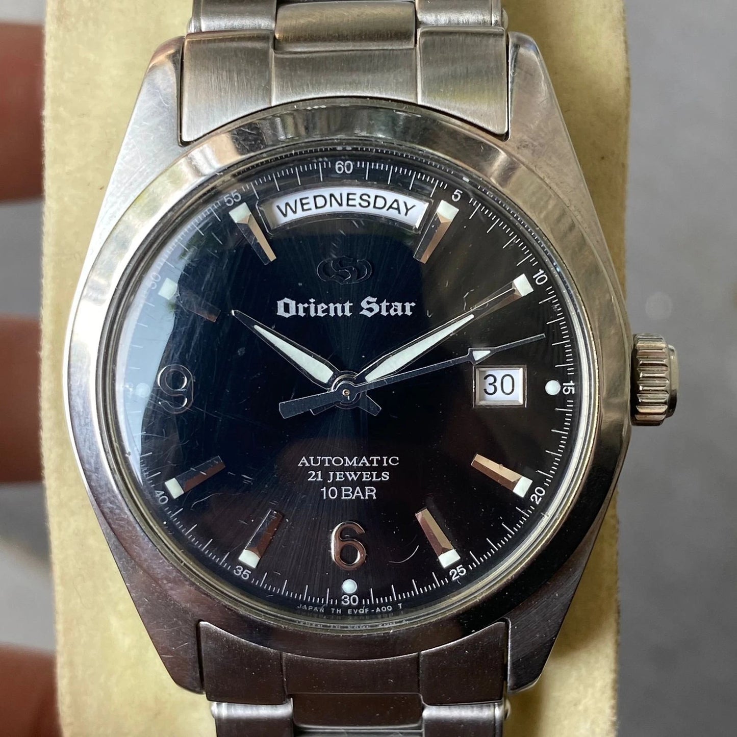 Rare Orient Star President EV0F-C0 Black Dial Automatic Day Date Vintage Watch