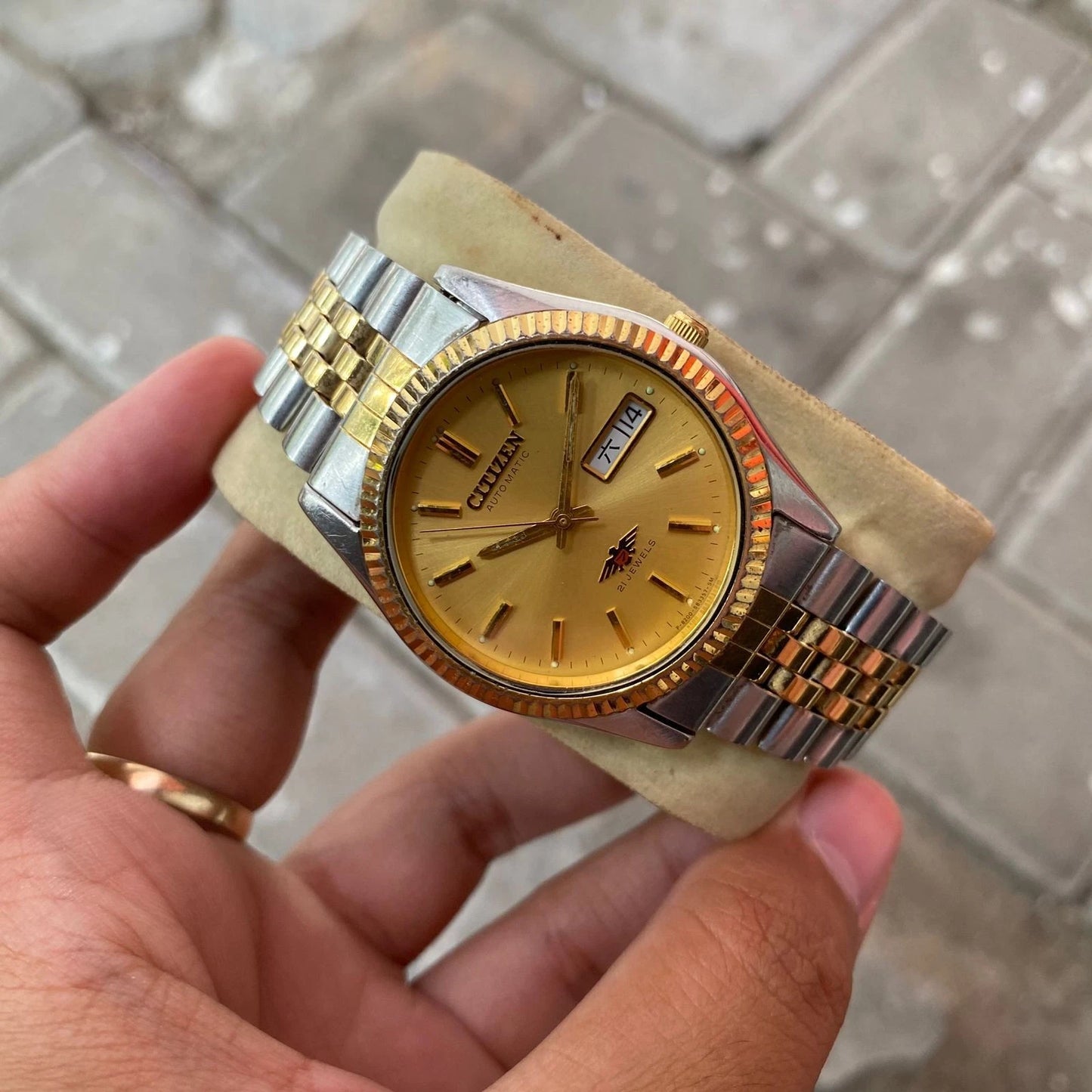 Rare Citizen Eagle President Day Date Gold Dial JDM Automatic Watch Vintage Men