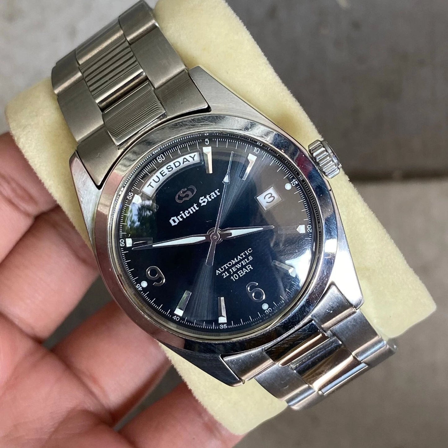 Rare Orient Star President EV0F-C0 Black Dial Automatic Day Date Vintage Watch