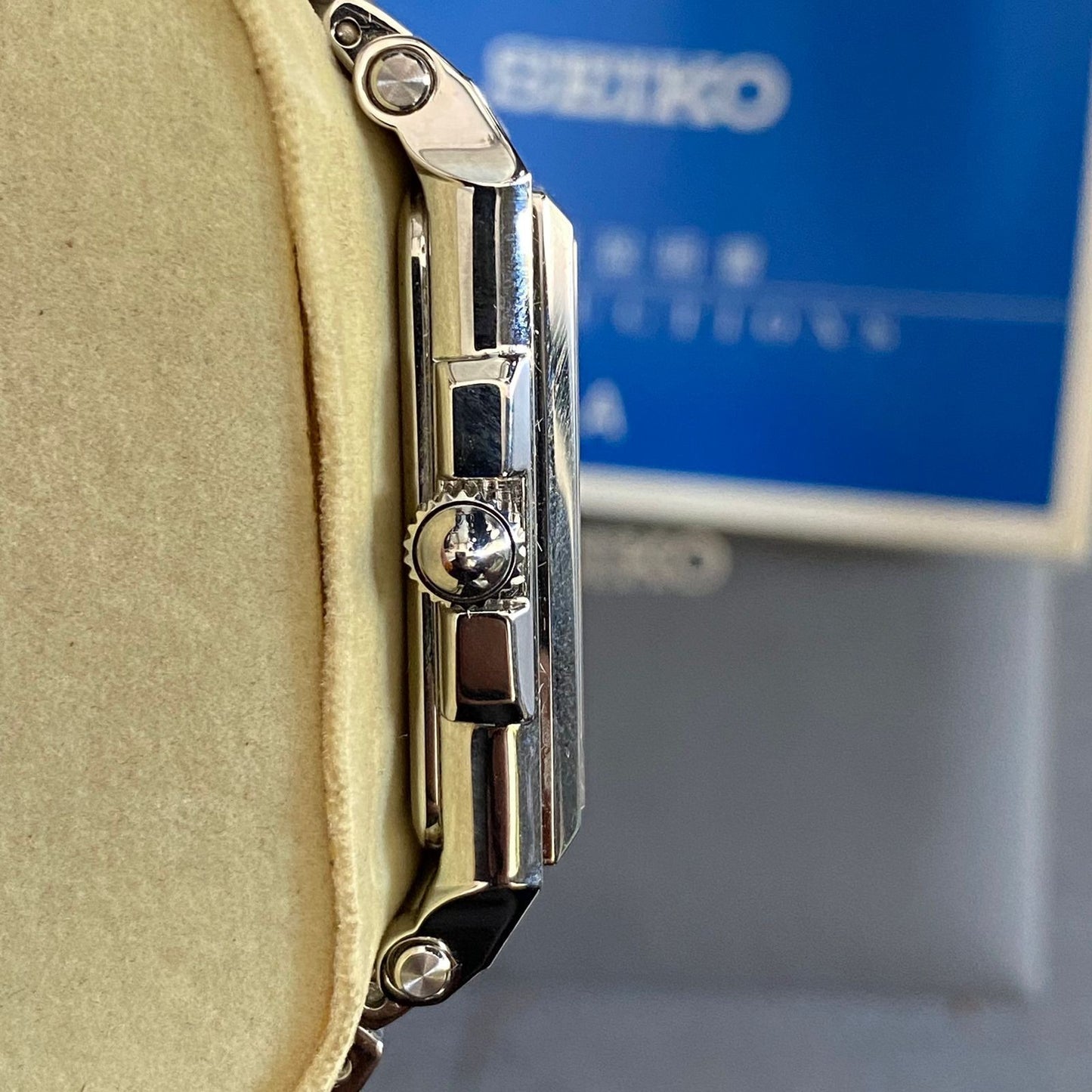RARE Seiko Tank Premier SKK715 Roman Index White Dial Vintage Fullset Watch Men