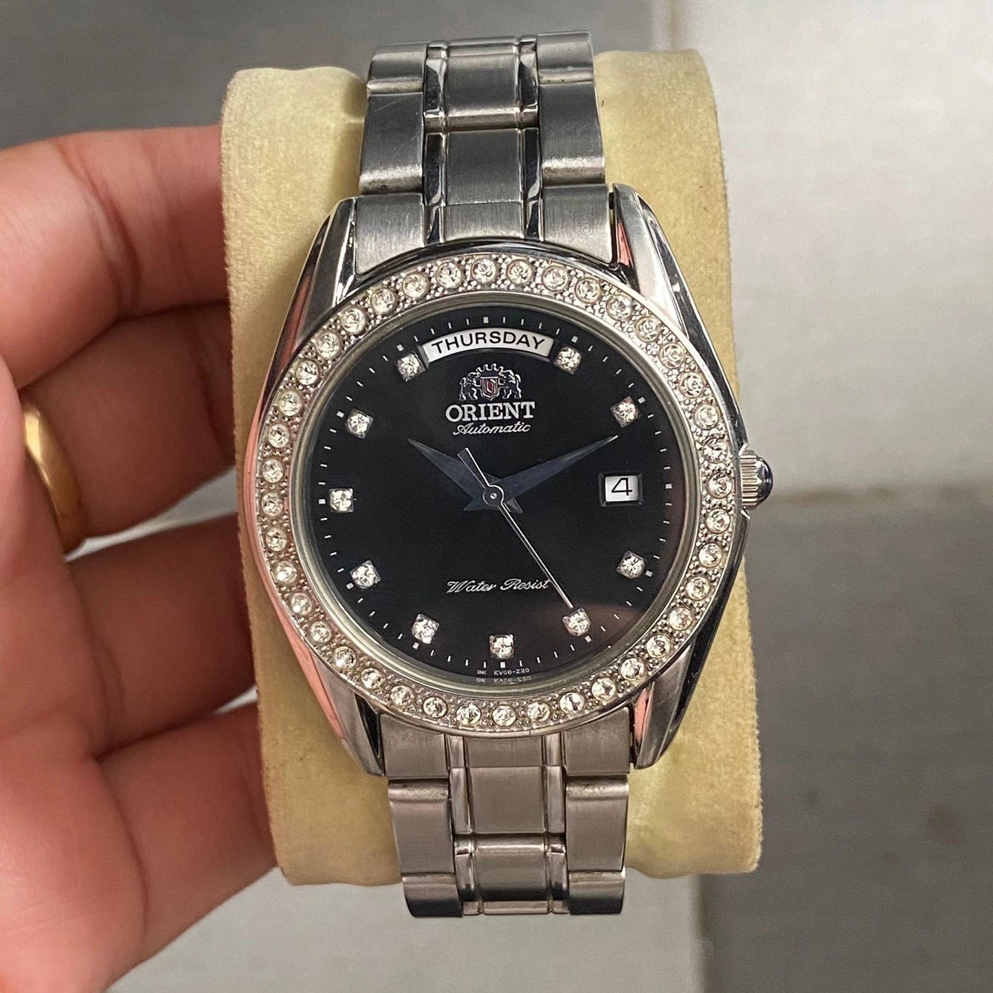 Rare Orient President EV06-C1 CS Diamond Black Dial Automatic Vintage Watch Men