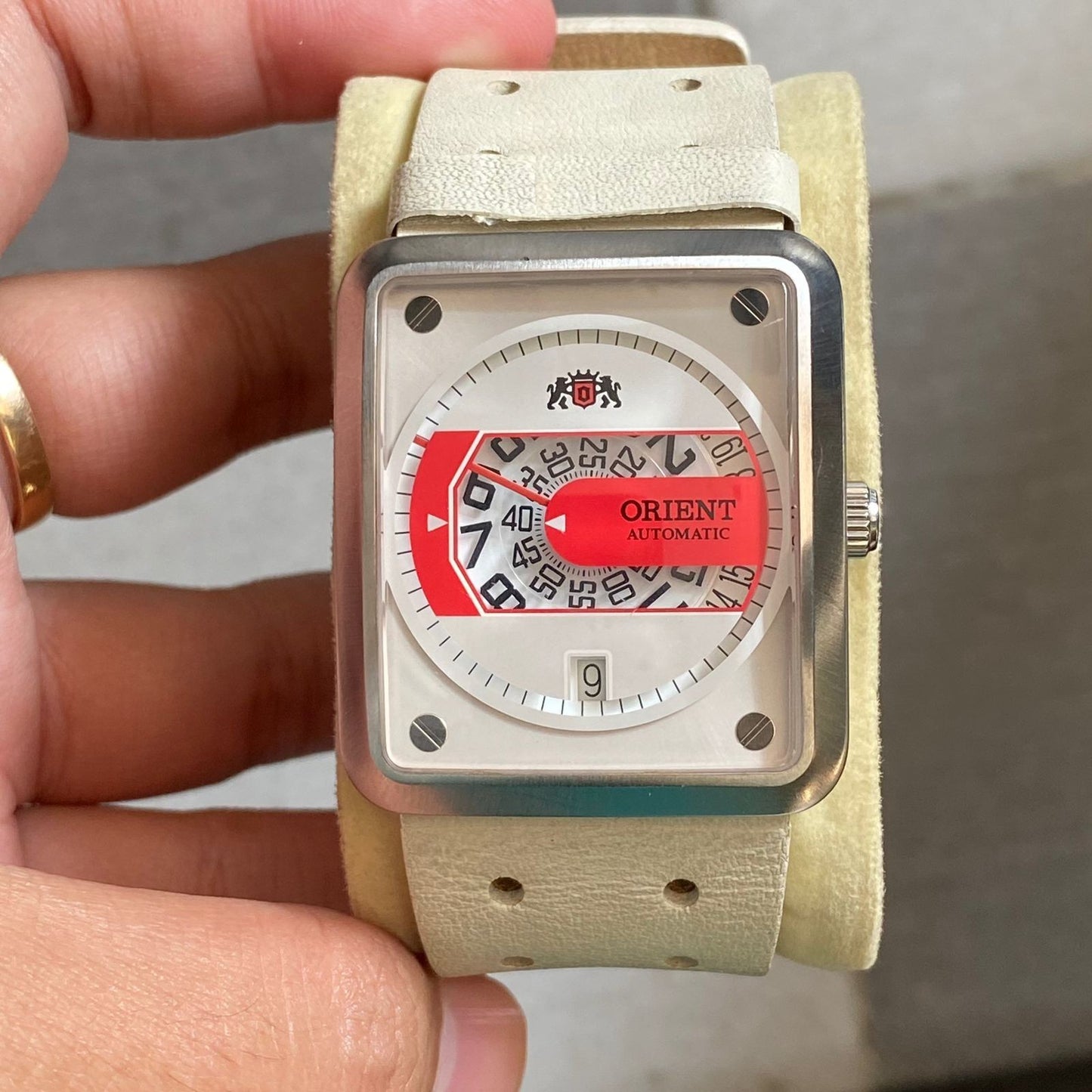 Rare Orient Jump Hour Automatic ERAK-C3 CA Red White Dial Big Size Watch Men