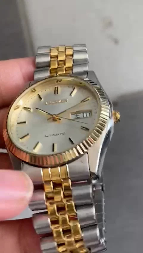 Rare Citizen president Day Date Automatic Two Tone White Dial Vintage Watch JDM