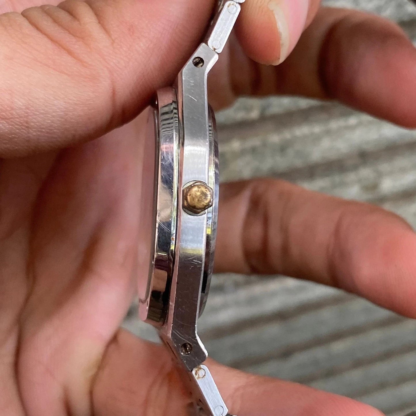Rare Bulova Oak Style Hexagon Silver Quartz All Original Swiss