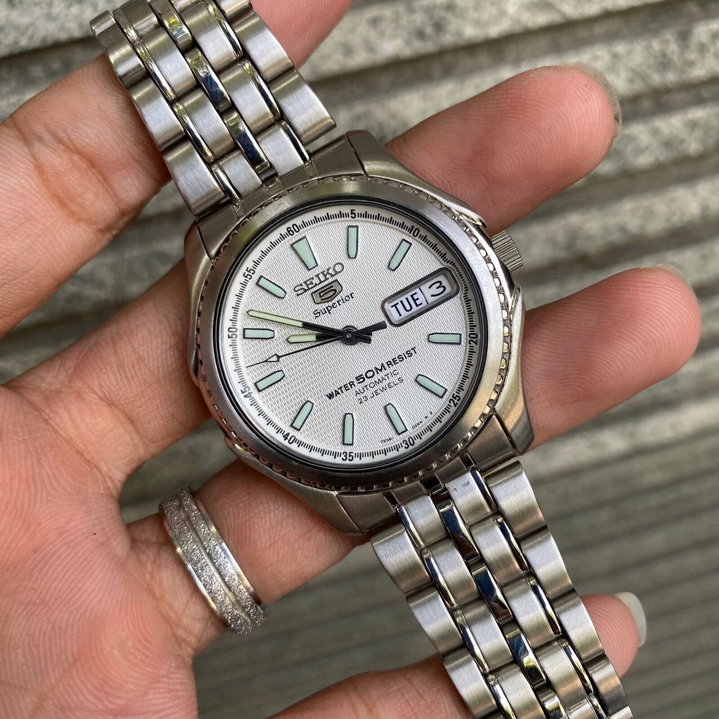 RARE Seiko 5 Superior SKZ047 Texture Dial Automatic 7S36 Vintage Watch