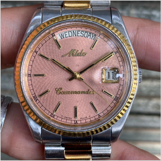Rare MIDO President Day Date Salmon Dial Automatic ETA - Mido President Ocean