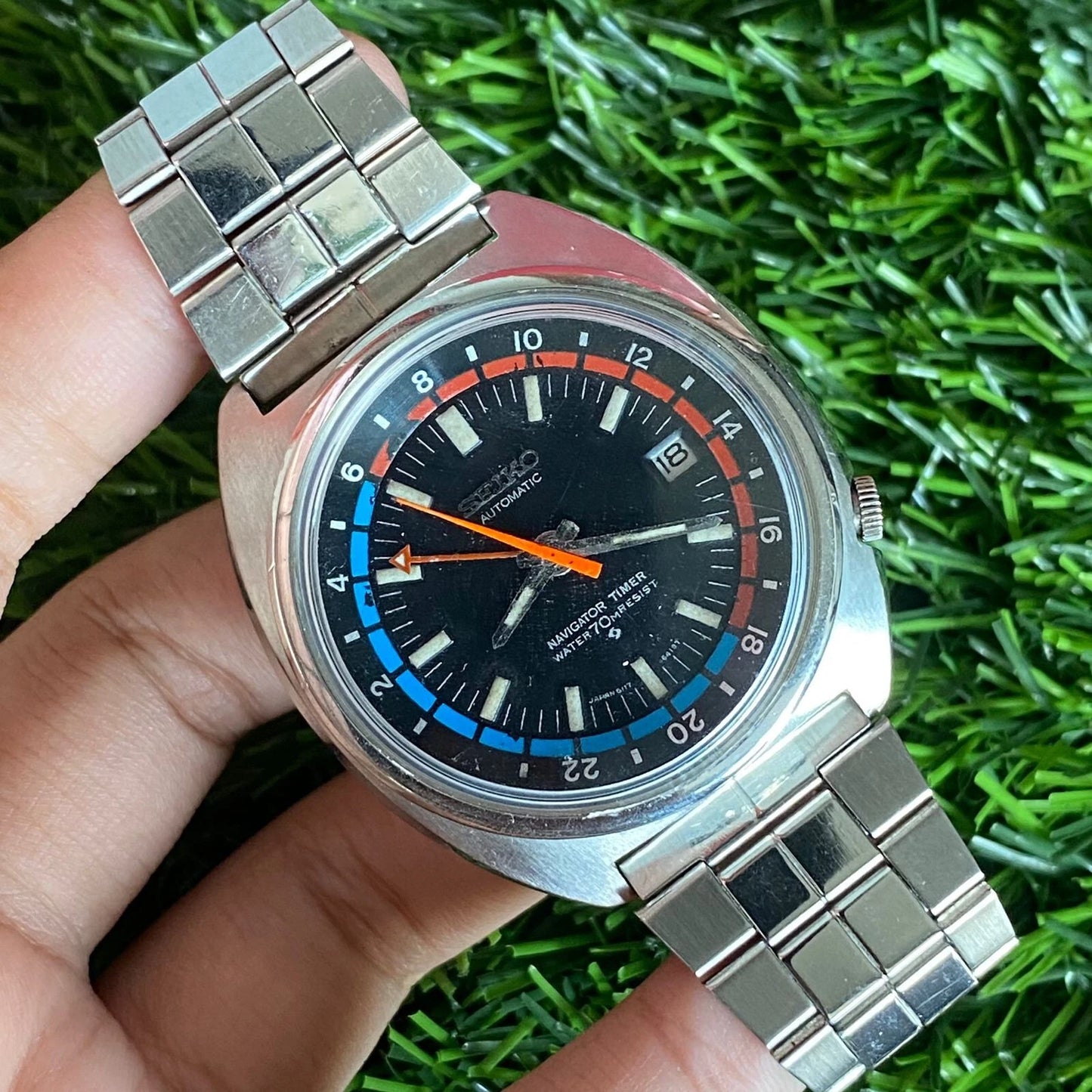 Rare Seiko GMT Navigator Timer Automatic 6117 Water 70m Ressist Worldtimer