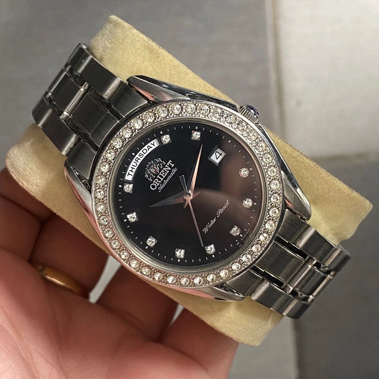 Rare Orient President EV06-C1 CS Diamond Black Dial Automatic Vintage Watch Men