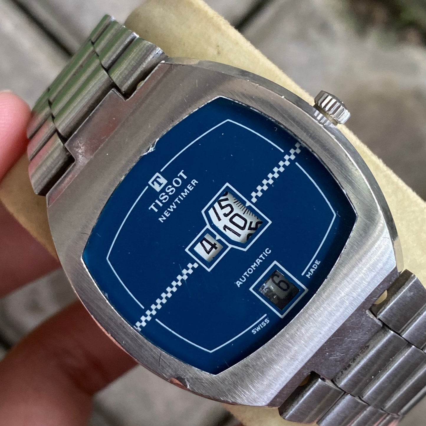 Rare Tissot Jumping Hour New Timer Blue Dial Automatic Swiss Made Watch Men
