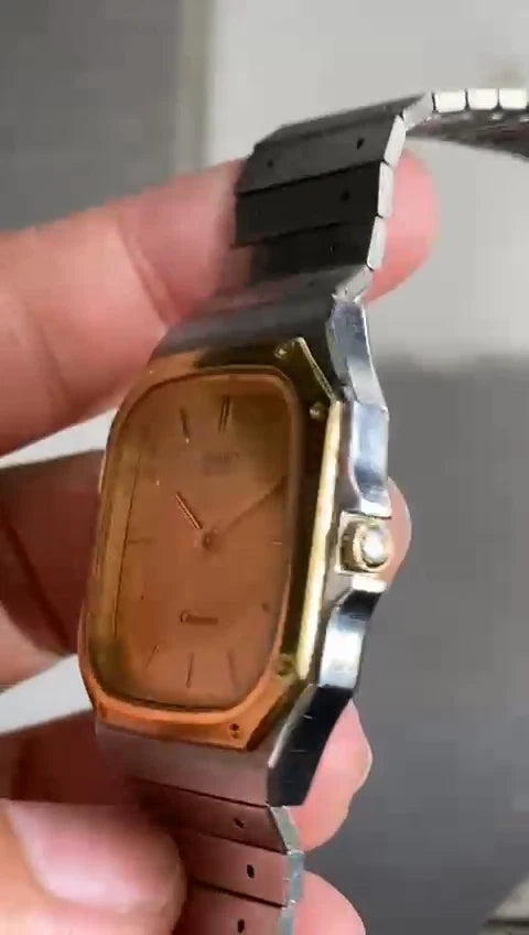 Rare Seiko Chronos Quartz 7731-5130 Square Gold Oak Style Vintage Watch Men | eBay