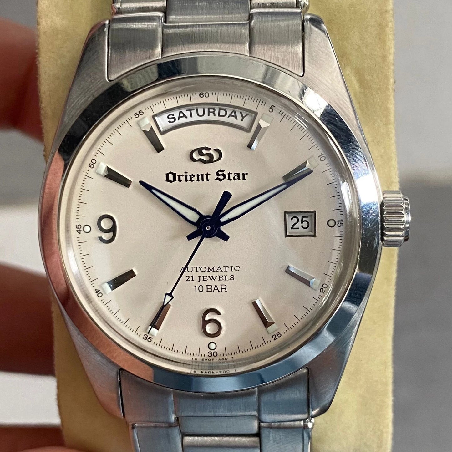Rare Orient Star President EV0F-C0 Silver Dial Automatic Day Date Vintage Watch