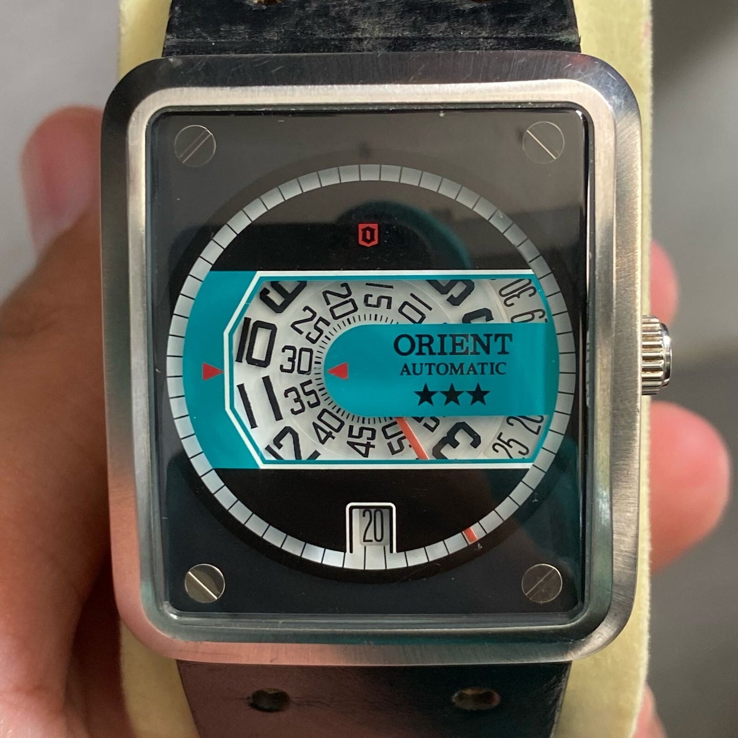 Rare Orient Jump Hour ERAM-C2 CA Automatic Big Size Black Dial Jumping Watch Men