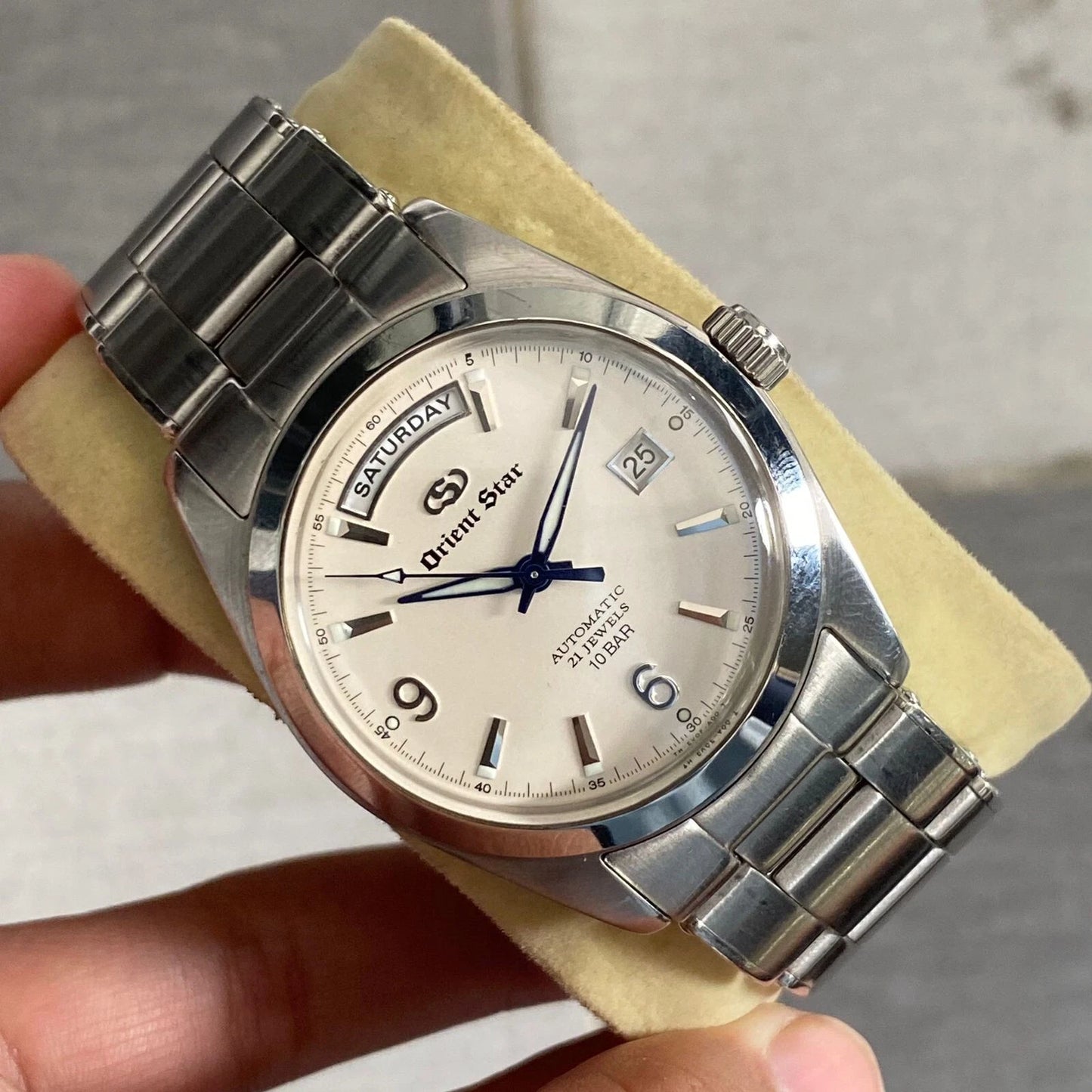 Rare Orient Star President EV0F-C0 Silver Dial Automatic Day Date Vintage Watch