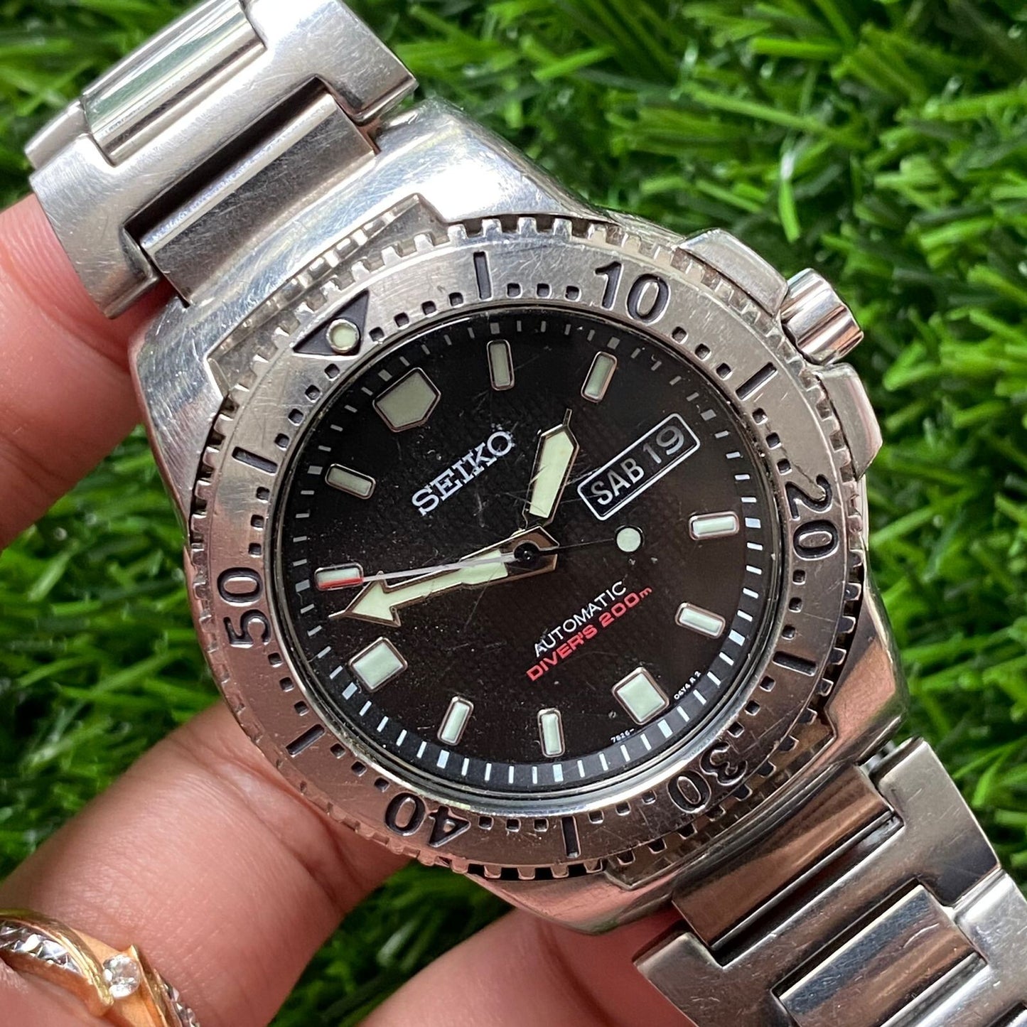 Rare Seiko Black Knight SKXA49 Automatic 7S26 Black Dial Solid Watch Diver Men