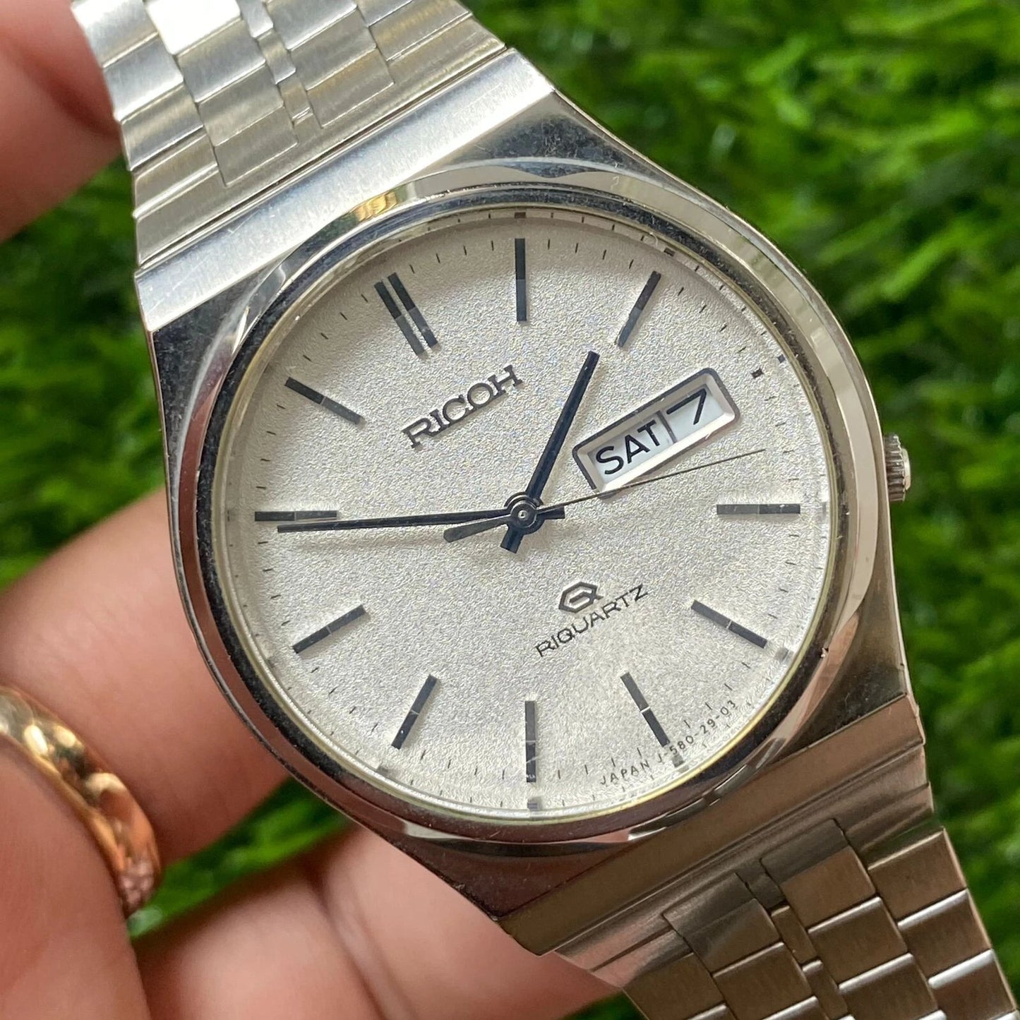 Rare Ricoh Riquartz Snowflake Dial Japan Ref 580511 Day Date Men Watch Vintage