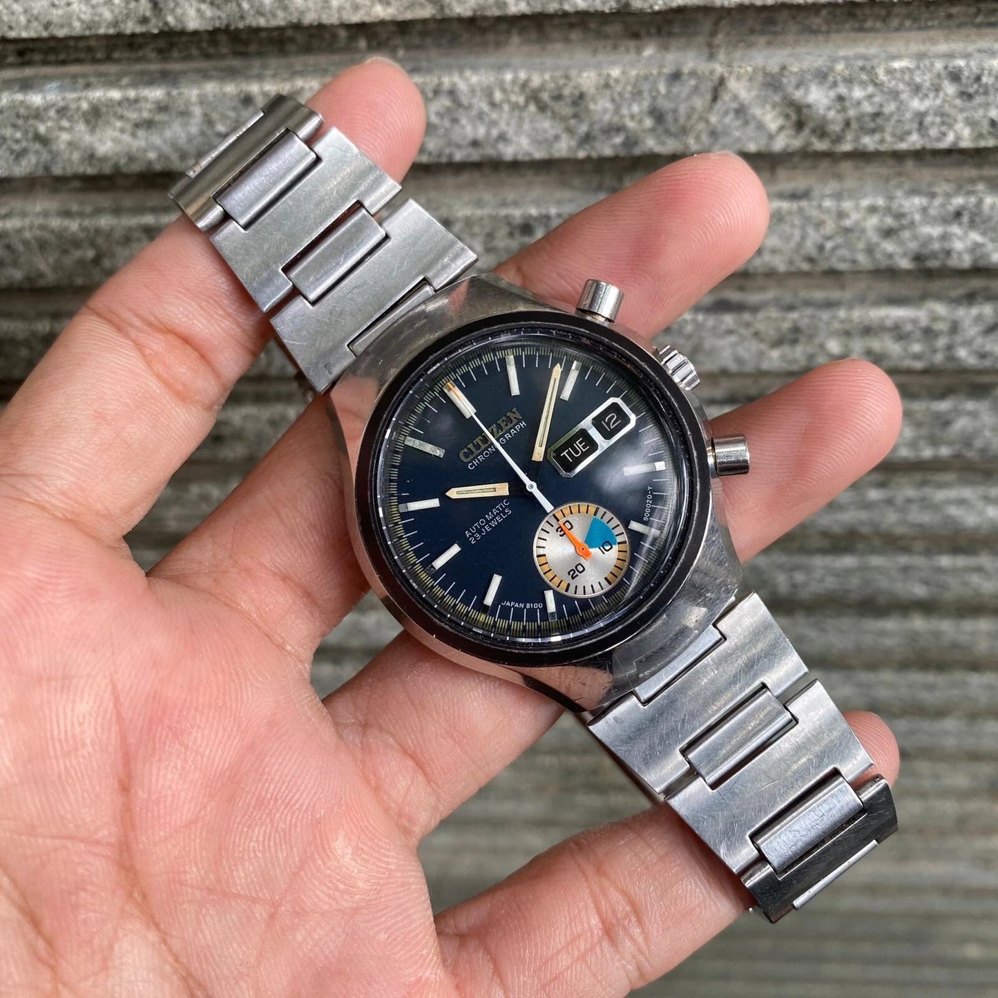 Rare Citizen Flyback Chronograph 8100 Day Date Automatic Vintage Watch