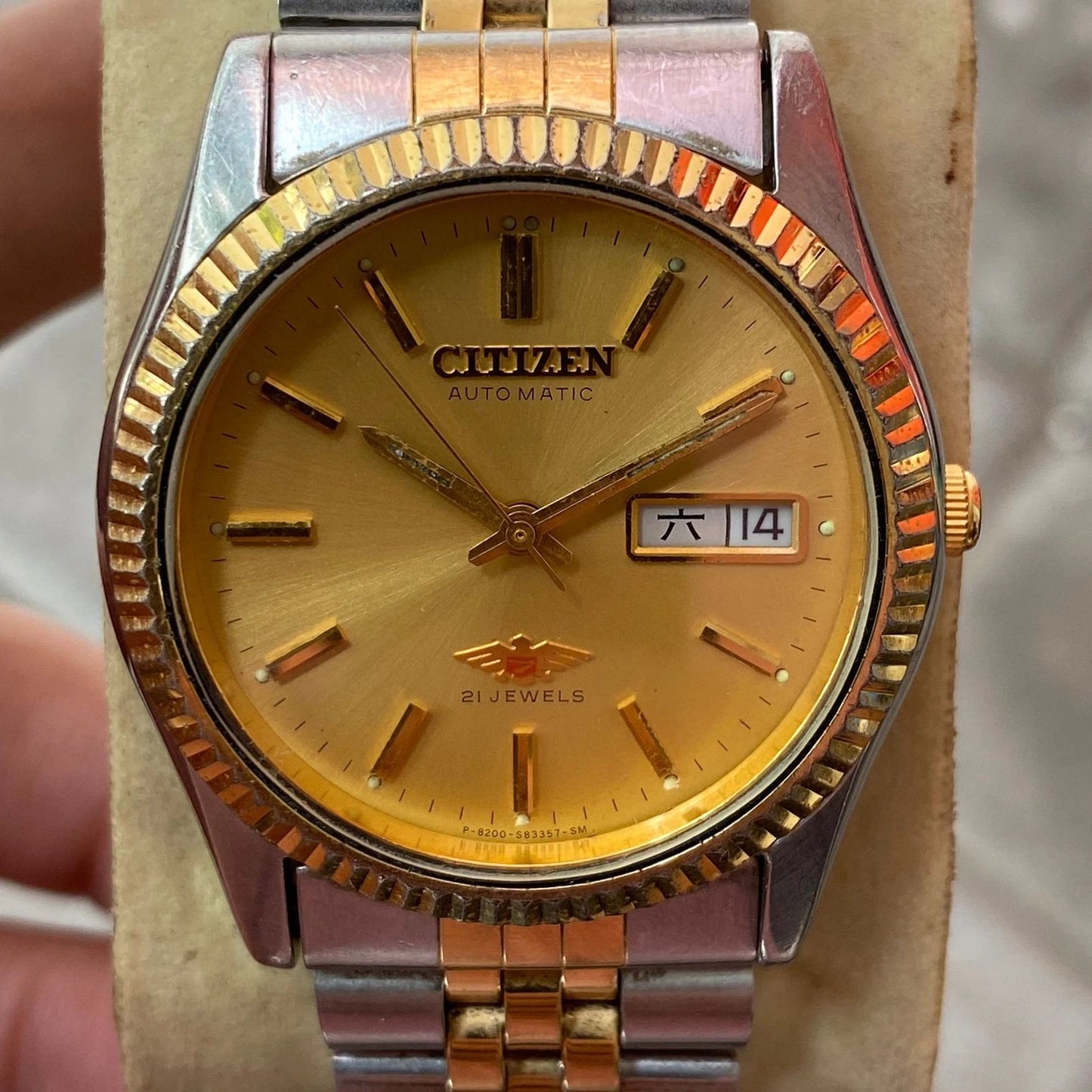 Rare Citizen Eagle President Day Date Gold Dial JDM Automatic Watch Vintage Men