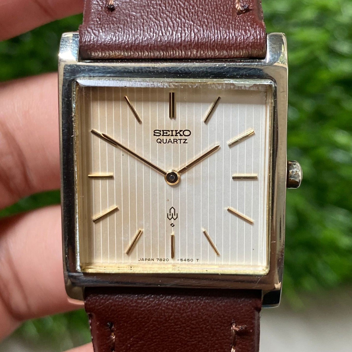 Rare Seiko Quartz Tank Baton Index Aging Dial Patina Dress Watch Vintage Classic