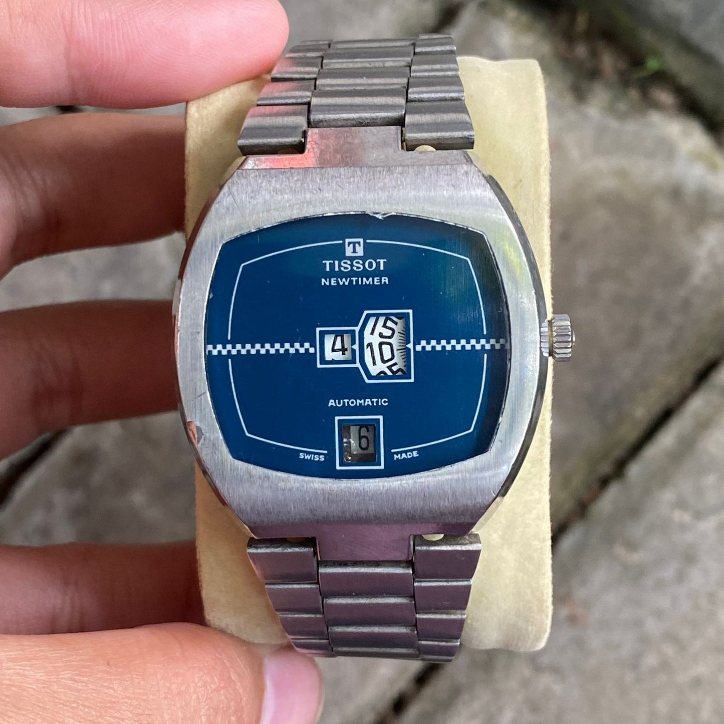 Rare Tissot Jumping Hour New Timer Blue Dial Automatic Swiss Made Watch Men