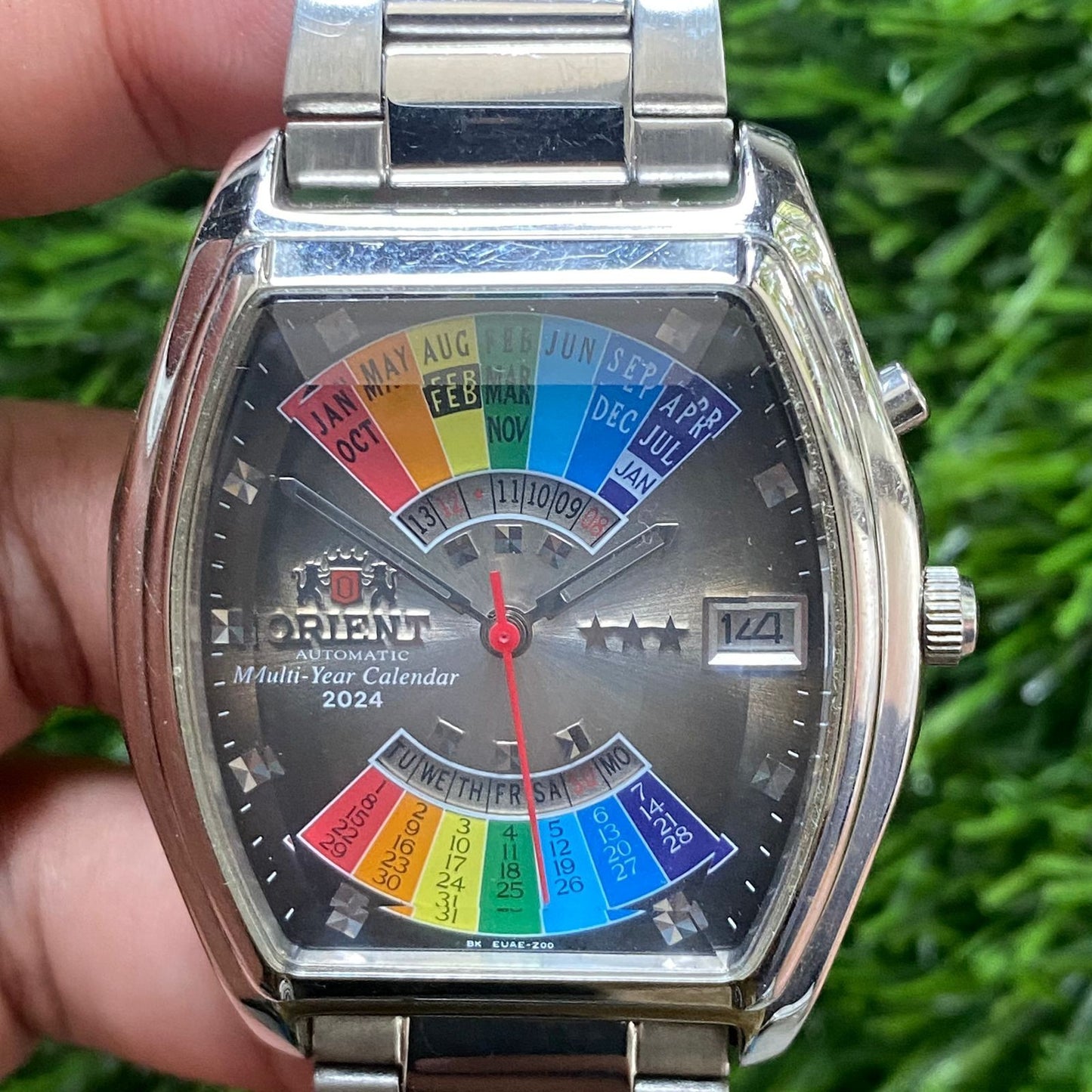 Rare Orient Automatic MultiYear Automatic Gray Multicolor Dial Rainbow Watch JR