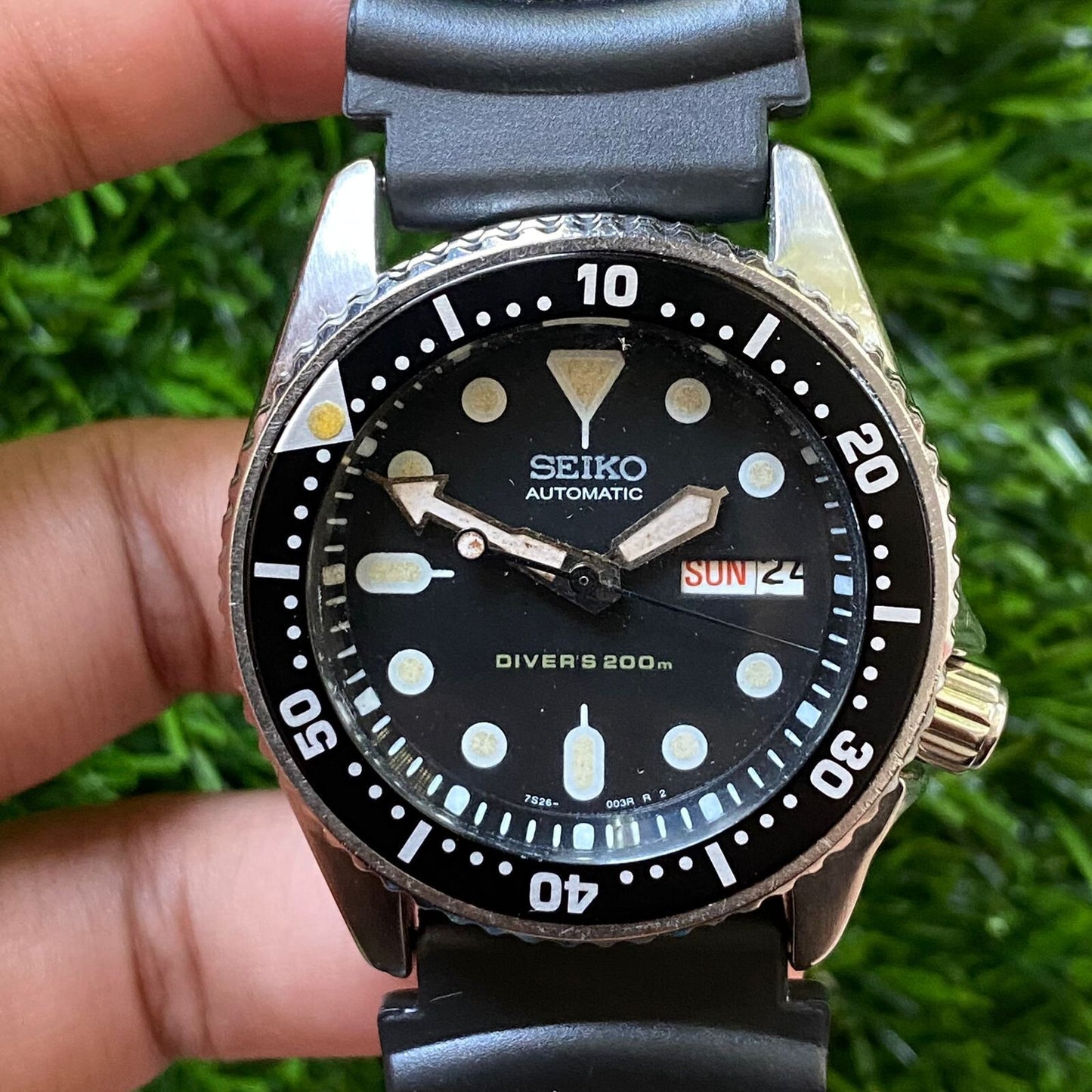Rare Seiko SKX013 Diver Automatic Midsize Day Date Black Dial Sport Watch Men