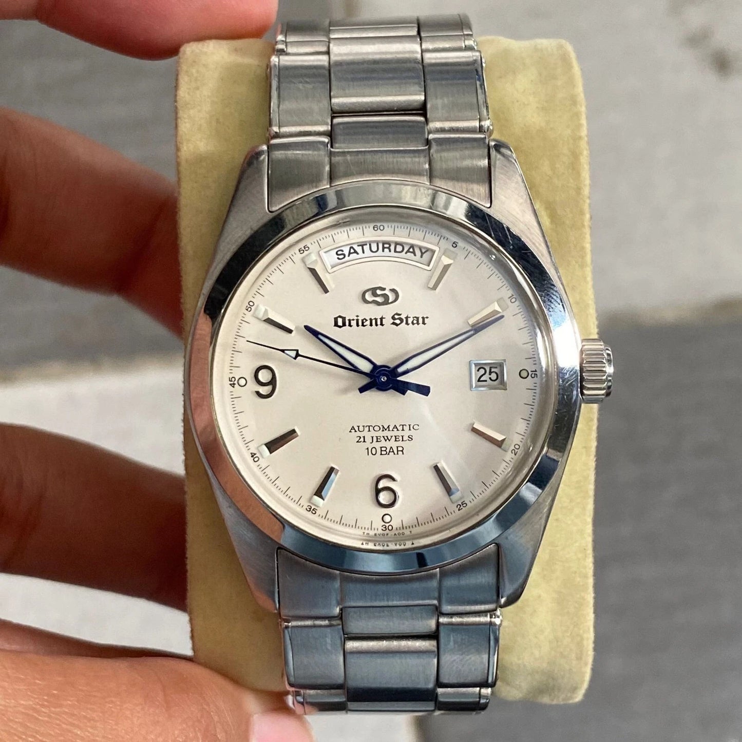 Rare Orient Star President EV0F-C0 Silver Dial Automatic Day Date Vintage Watch