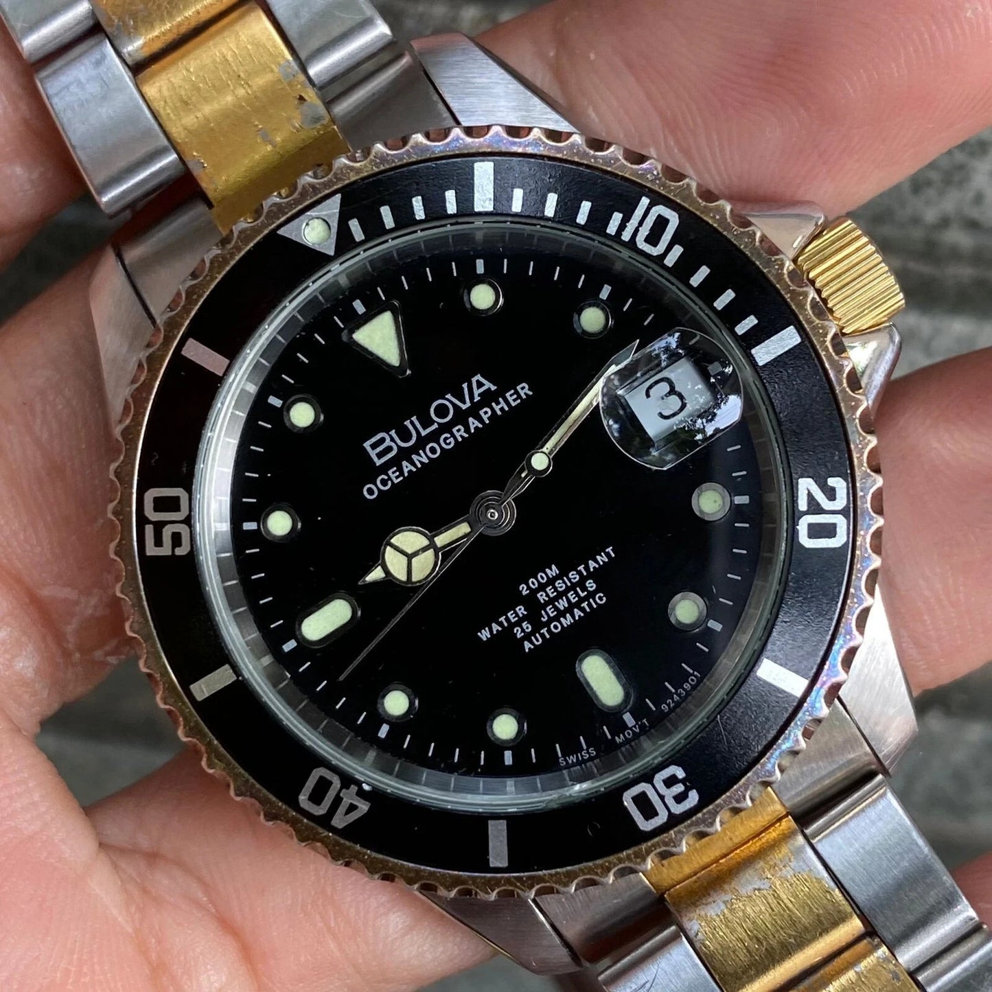 RARE Bulova Oceanographer Automatic ETA Swiss Diver Watch Men