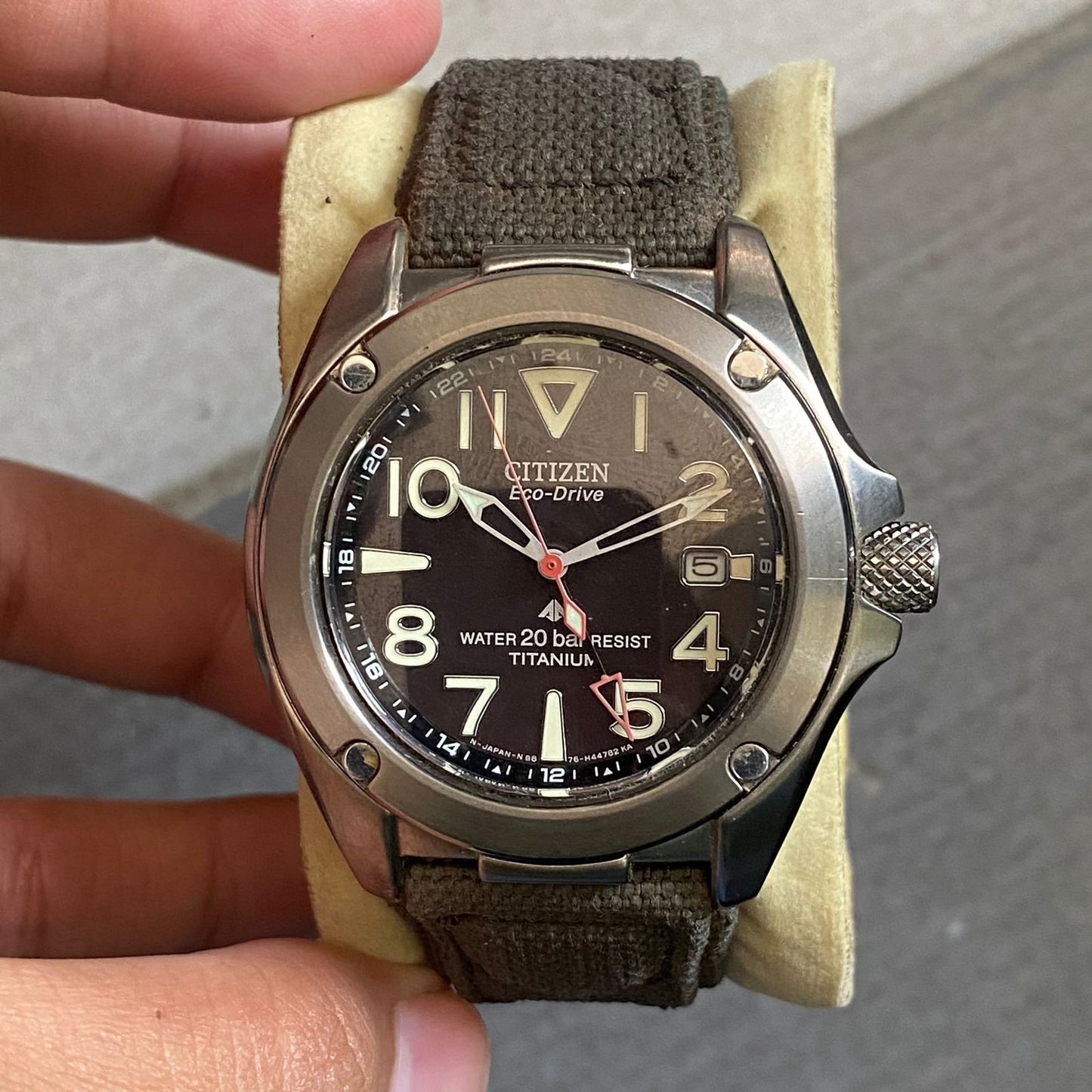 Rare Citizen Eco Drive Promaster Black Dial Solar Date Nylon Watch Vintage Men