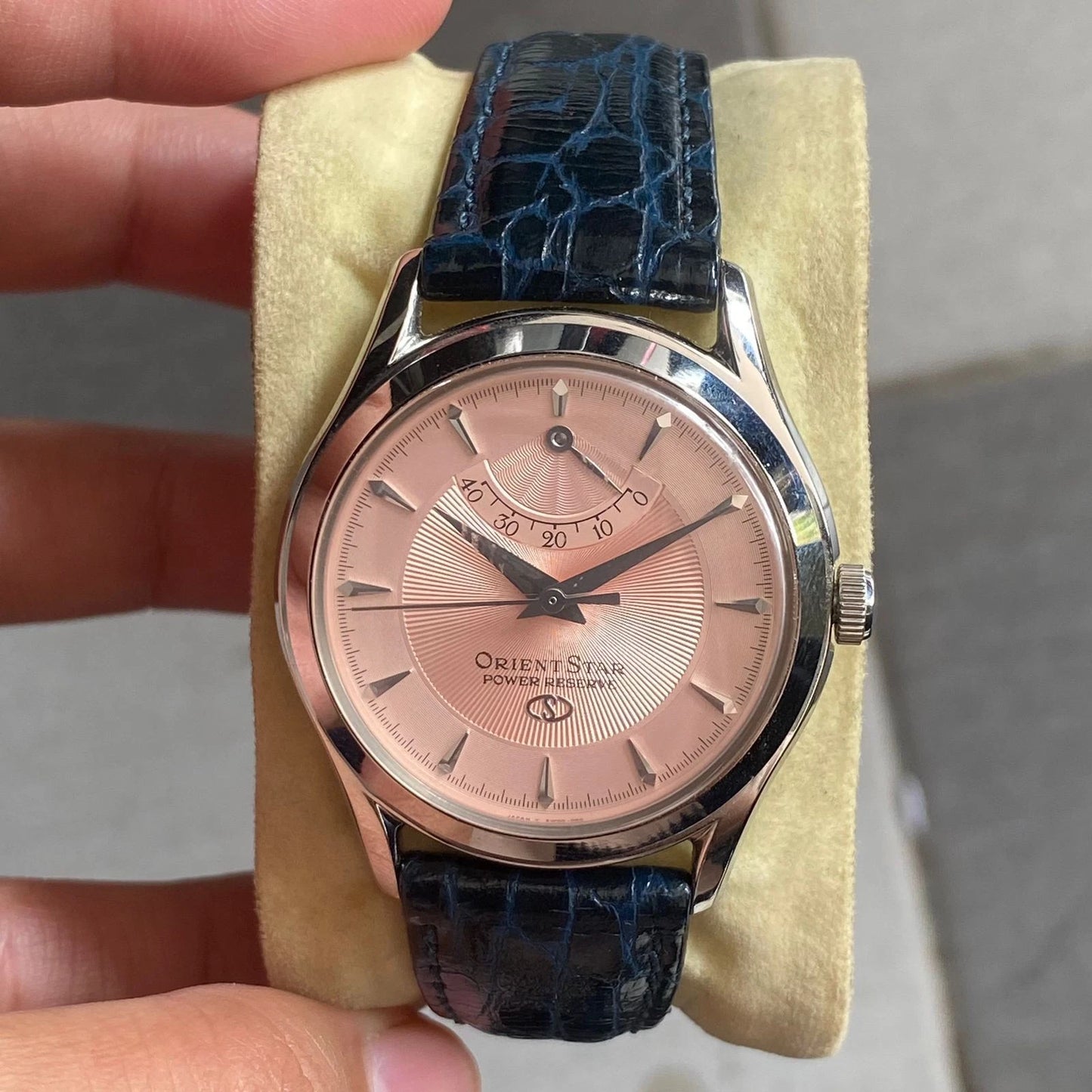 Rare Orient Star Power Reserve Indicator Automatic EW00-C1 Salmon Dial Mid Size