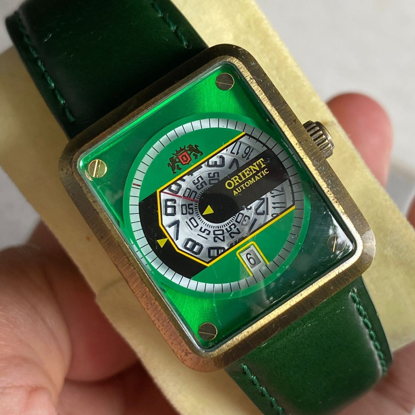 Rare Orient Jumping Hour NRAK-A0 Jump Hour Automatic Green Dial Vintage Watch