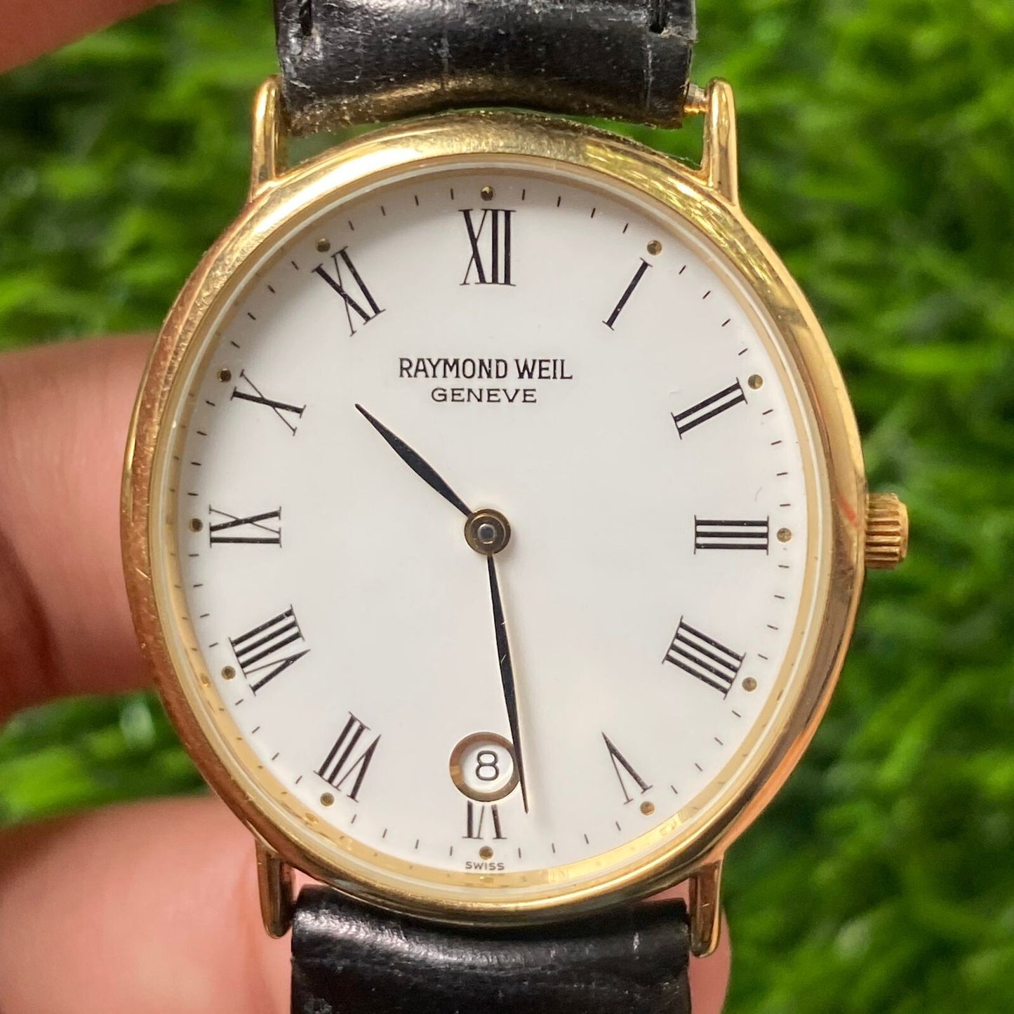 Rare Raymond Weil Geneve 18K Gold Plated J05973 Roman Index Oval Dress Watch