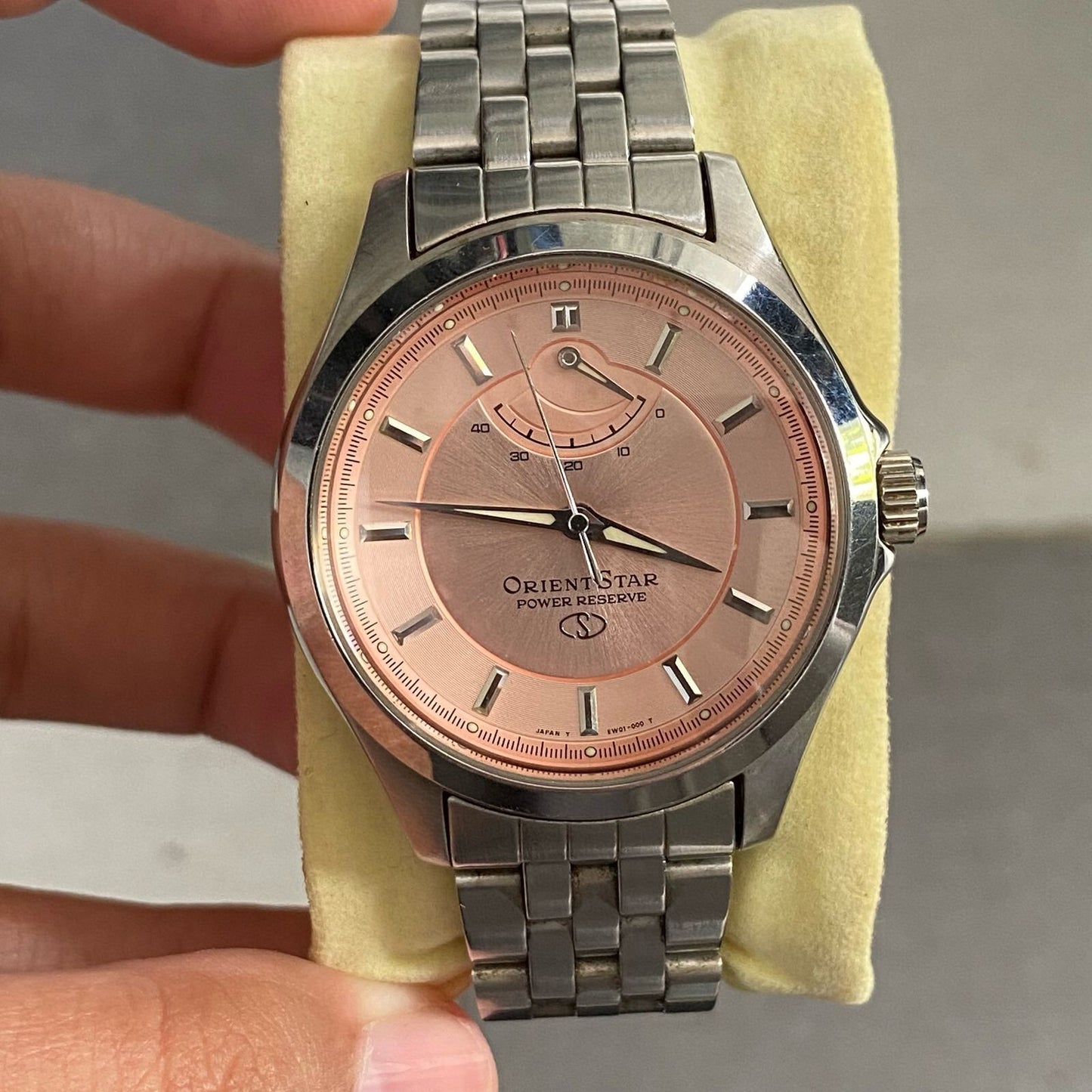 Rare Orient Star Power Reserve Salmon Dial Automatic EW01-00 Vintage Watch Men