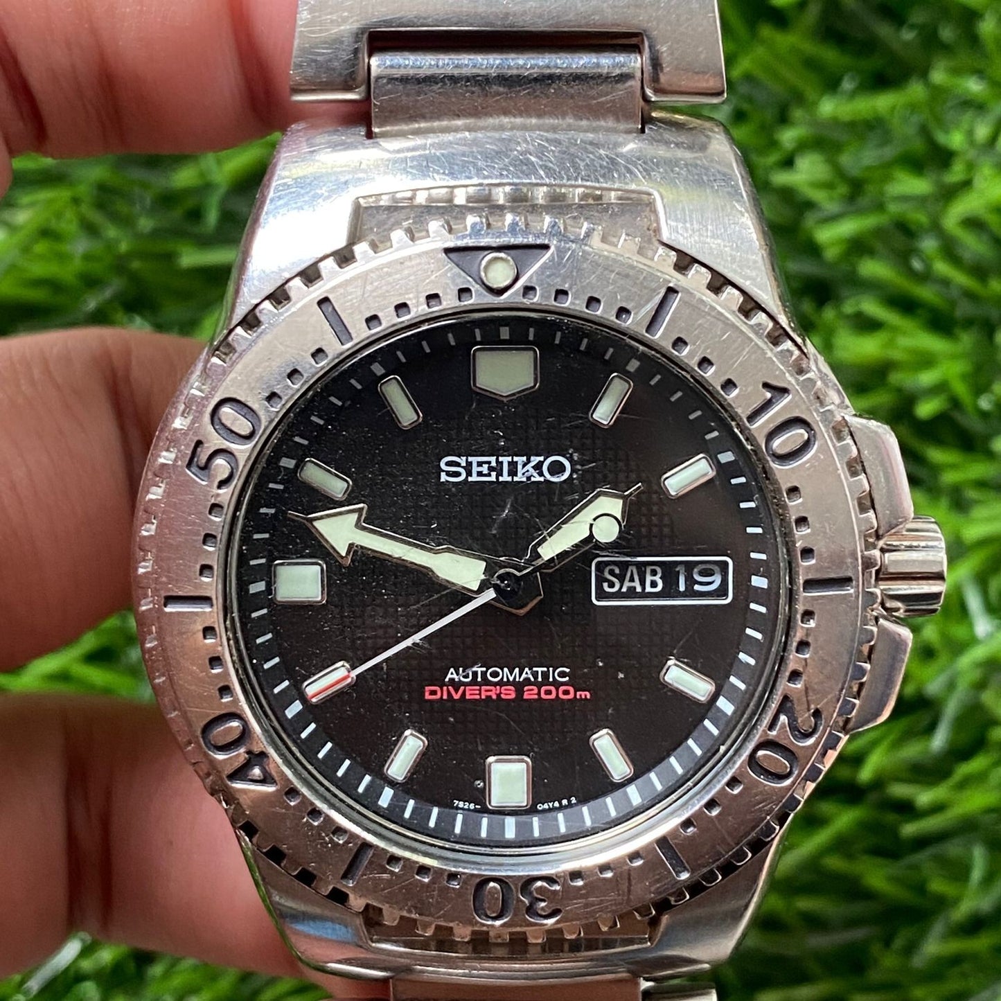 Rare Seiko Black Knight SKXA49 Automatic 7S26 Black Dial Solid Watch Diver Men