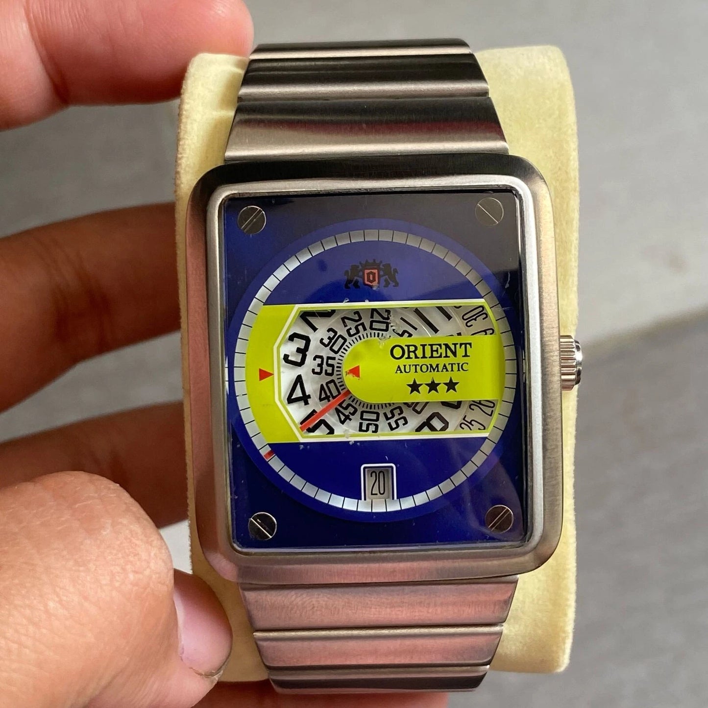 RARE Orient Jump Hour Big Size Automatic ERAM-C0 CA Blue Dial Jumping Hour Watch