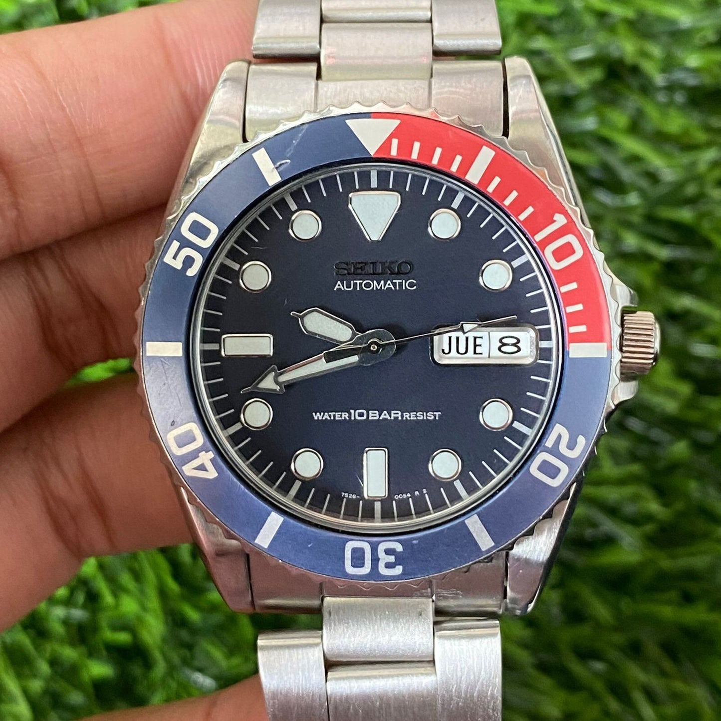 Rare Seiko Diver SKX033 Midsize Automatic Pepsi Bezel Black Dial Vintage