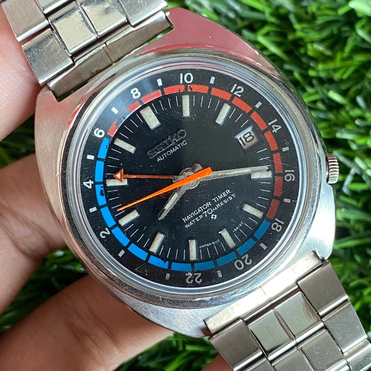 Rare Seiko GMT Navigator Timer Automatic 6117 Water 70m Ressist Worldtimer