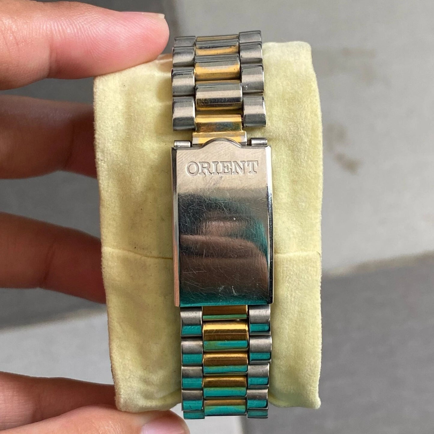 Rare Orient President Automatic Roman Index Gold Dial Two Tone Vintage Watch Men