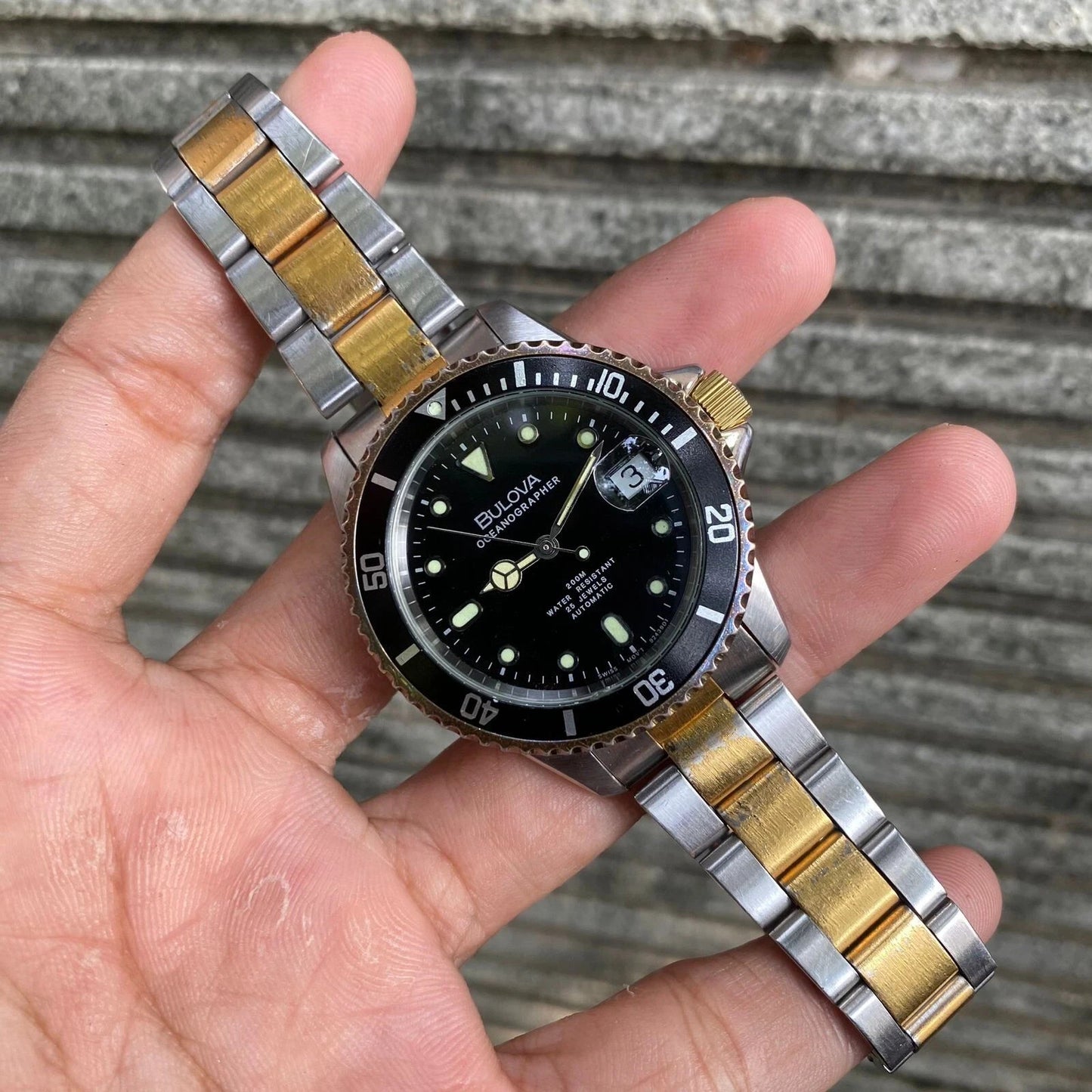 RARE Bulova Oceanographer Automatic ETA Swiss Diver Watch Men