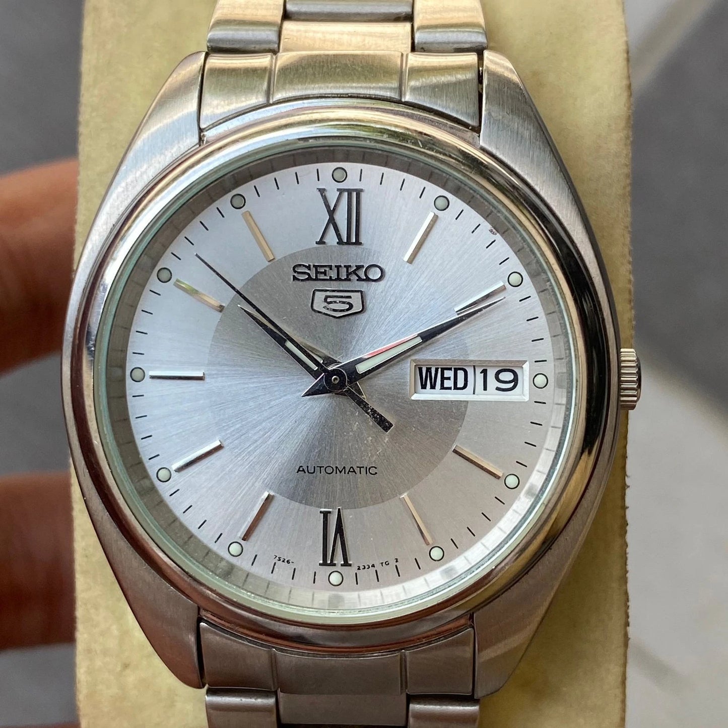 Rare Seiko 5 SNXA19 Automatic 7s26-0430 Silver Dial Day Date Steel Vintage Watch