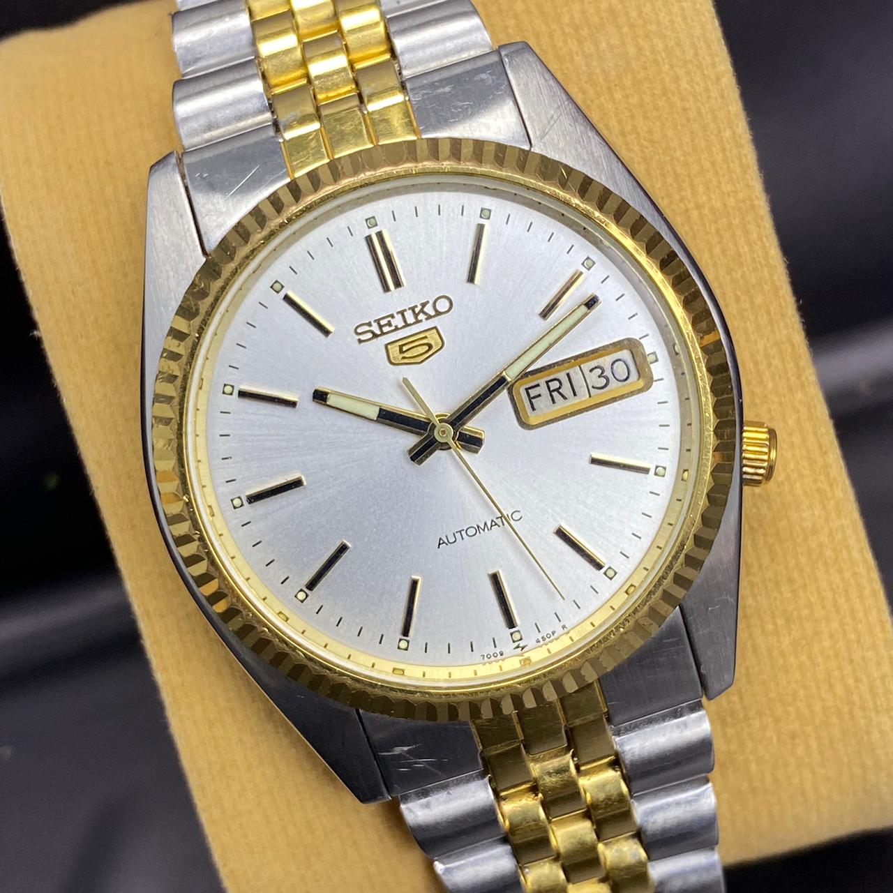 RARE Seiko President SNXJ90 Automatic 7S26-0500 White Dial TwoTone Vintage Watch