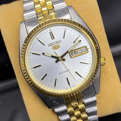 RARE Seiko President SNXJ90 Automatic 7S26-0500 White Dial TwoTone Vintage Watch