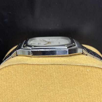 Rare Seiko Chronos Quartz 7731-5130 Square Silver Oak Style 1985s Vintage Watch