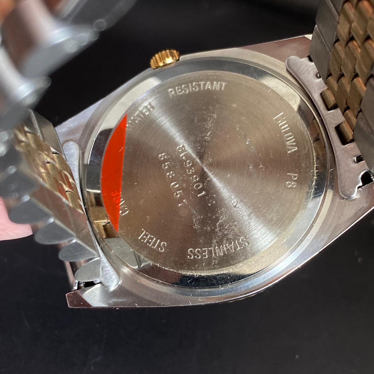 RARE Bulova Super Seville President Day Date Diamond Index Two Tone Watch Men