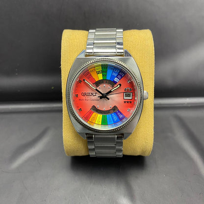 Rare Orient Multi year Calender Automatic EU04-00 Salmon Rainbow Dial Watch Men