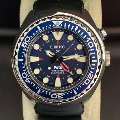 Rare Seiko Prospex PADI SUN065 Kinetic 5M85-0AB0 GMT Diver Blue Dial Watch Men