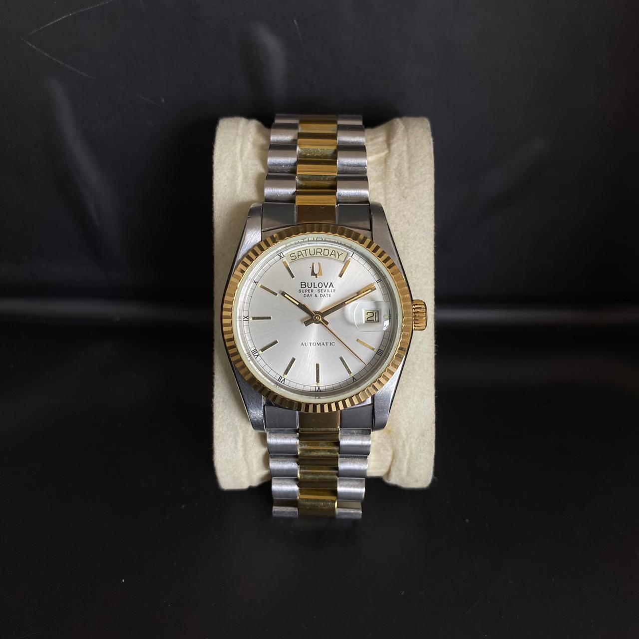 RARE Bulova President Super Seville Two Tone Automatic Gold Vintage Watch Men