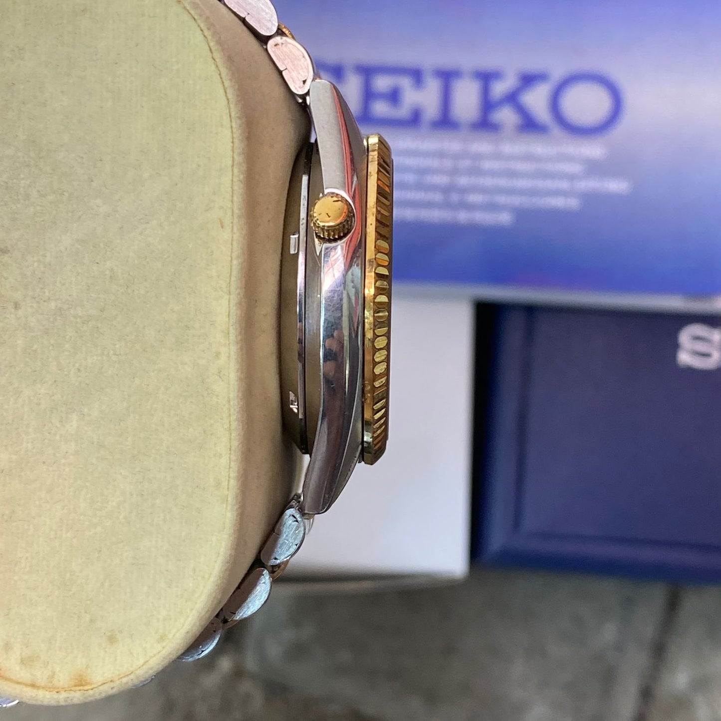 Seiko President SNXJ90 Automatic 7S26-3110 White Dial Two Tone Vintage Watch