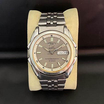 RARE Seiko Superior Automatic Gray Dial Whirlpool Day Date 1998's Vintage Watch